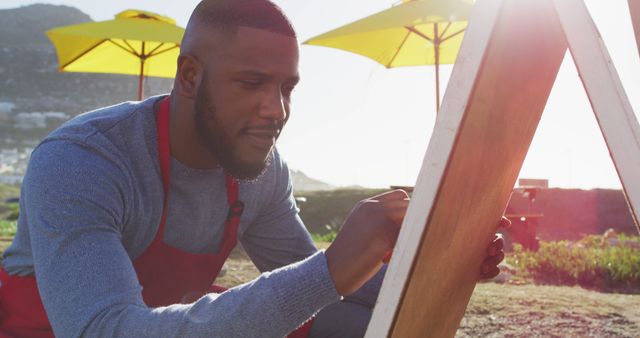 Young Artist Painting Outdoors on Sunny Day - Download Free Stock Images Pikwizard.com