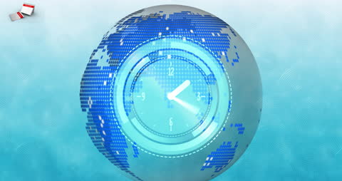 Global Time Concept with Digital Globe and Clock