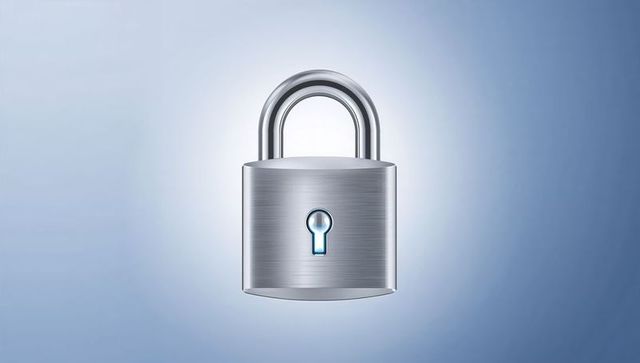 Sleek Brushed Metal Padlock Featuring Chrome Shackle and Glowing Keyhole