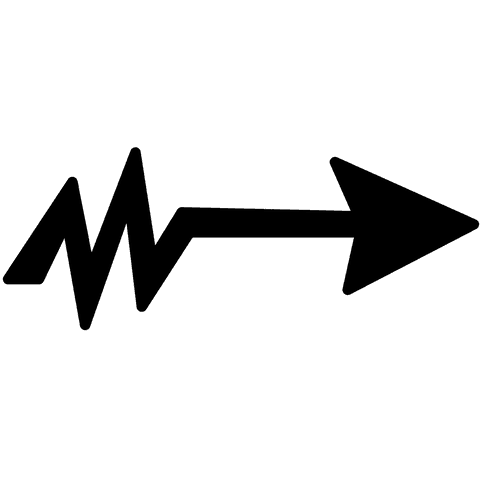 Black arrow on transparent background for directional use