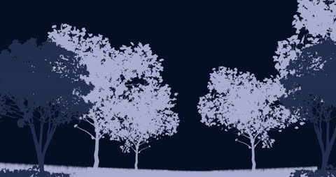 Minimalist Silhouette Trees on Navy Canvas