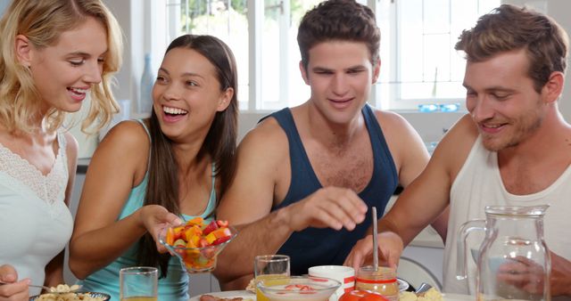 Friends Enjoying Healthy Breakfast Together - Download Free Stock Images Pikwizard.com