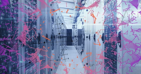 Futuristic Data Center with Flow of Digital Connections