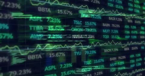 Digital Stock Market Ticker Fragmenting with Innovative Tech Interface