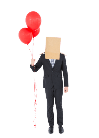 anonymous businessman holding red balloons with transparent background - Download Free Stock Videos Pikwizard.com