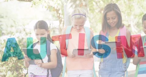 Children Learning About Autism on Tablets Outdoors - Download Free Stock Images Pikwizard.com