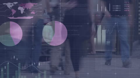 Finance Data Animation Overlay on City Street