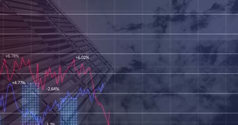 Digital Graphs Overlaying Urban Skyline and Clouds - Download Free Stock Images Pikwizard.com