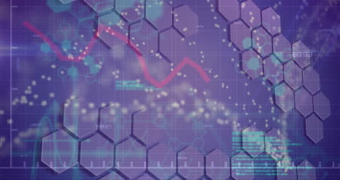 Futuristic Data Visualization with Hexagonal Shapes and Graph