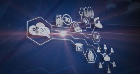 Futuristic Technology Icons with Digital Connections - Download Free Stock Images Pikwizard.com