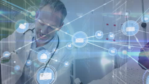 Doctor Explaining X-Ray Results to Patient with Digital Overlay