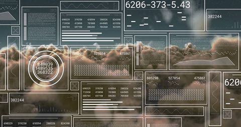 Digital Data Interface Displayed Over Cloudscape - Download Free Stock Images Pikwizard.com