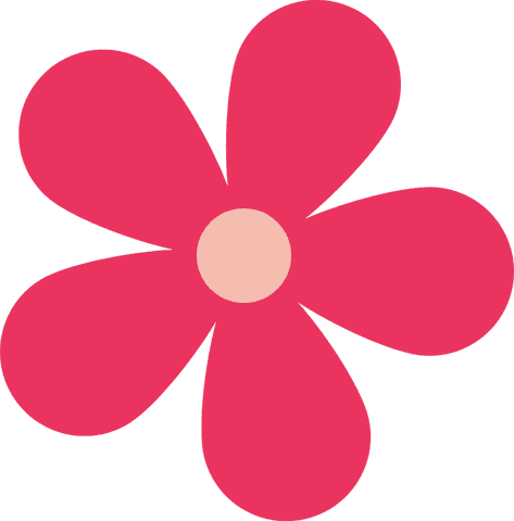Flat Design Pink Flower with Transparent Background
