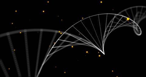 digital dna strand with glowing elements on black background - Download Free Stock Images Pikwizard.com