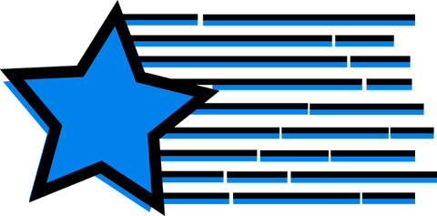 Stylized blue shooting star with transparent background