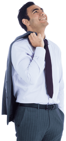 Successful Biracial Businessman Standing Smiling on Transparent Background