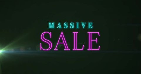 Neon Theme Massive Sale Announcement on Black Background