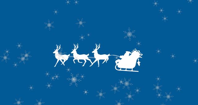 Santa Claus Sleigh with Reindeer on Snowy Blue Background - Download Free Stock Images Pikwizard.com