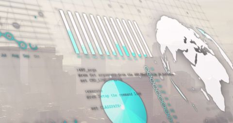 global finance concept with digital data overlay on cityscape - Download Free Stock Images Pikwizard.com