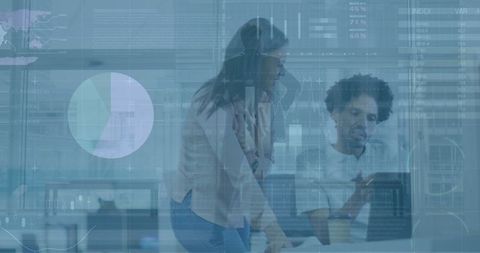 Innovative team collaboration with financial analytics interface