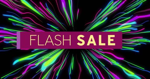 Dynamic flash sale banner with neon streaks