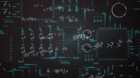 Futuristic Circuit Network with Data Processing Animation