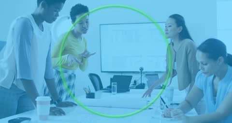 Collaborative Meeting with Diverse Team in Modern Office