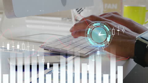 Financial Data Analysis with Digital Interface and Futuristic Elements