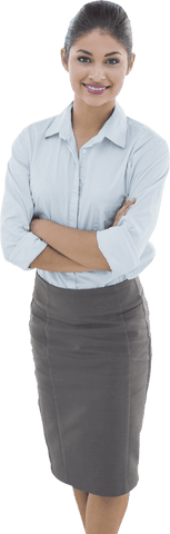 Transparent Portrait of Elegant Businesswoman Standing Confidently