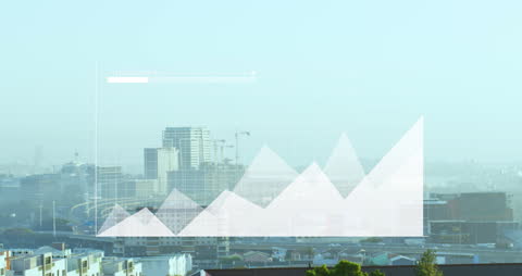Futuristic Cityscape with Data Graph Overlay