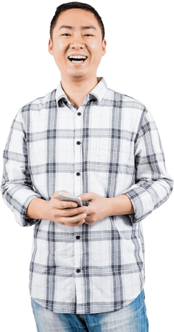 Transparent Background Smiling Man Holding Phone - Download Free Stock Videos Pikwizard.com