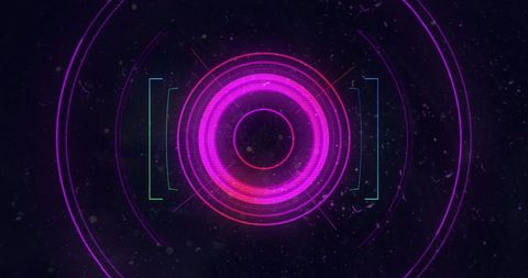 Glowing Digital Scope with Spinning Geometric Patterns