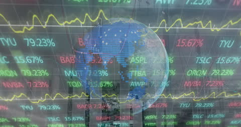 Global Economy and Finance Background with Data Overlays