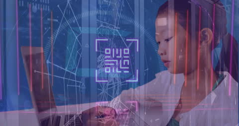 Futuristic Technology with Woman Analyzing Digital Data