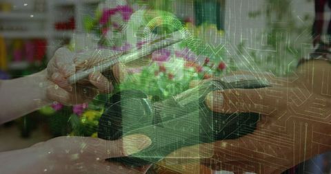 Contactless Payment with Smartphone in a Floral Store Seamlessly Integrating Technology