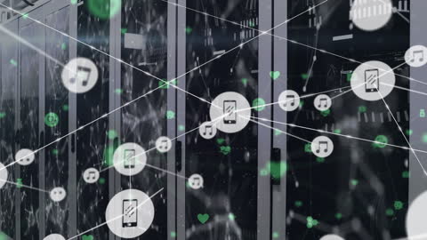 Digital Connectivity Overlaid on Data Servers Technology Concept