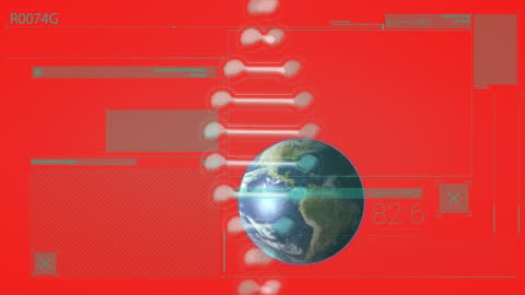 Digital Data Interface Featuring Globe on Futuristic Display