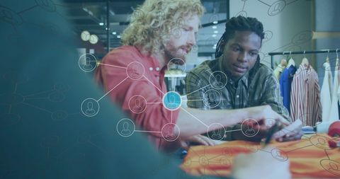 Collaboration in Modern Office with Digital Network Overlay