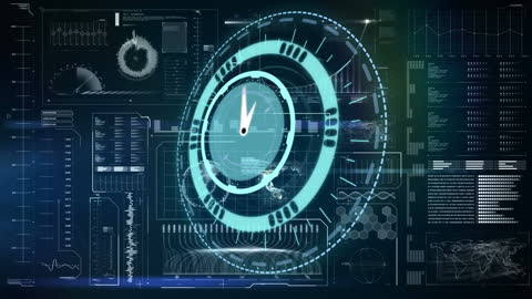 Futuristic Digital Interface with Scope Scanning and Data Streams