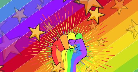 Colorful Fist of Pride Represents LGBTQ Empowerment