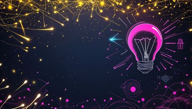 Vibrant Magenta Lightbulb on Futuristic Digital Canvas