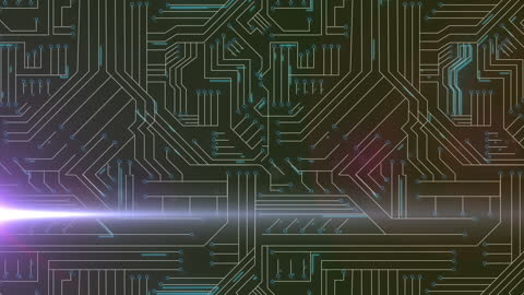 Futuristic Circuit Board with Neon Highlights