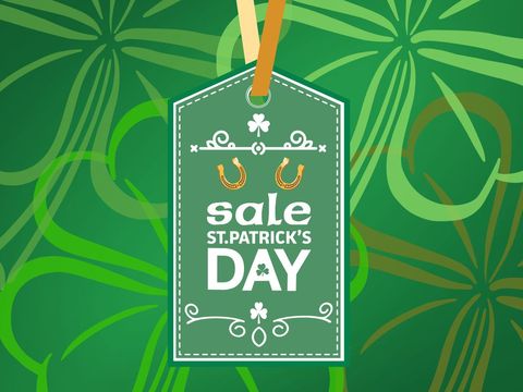 festive st. patrick's day sale tag on green backdrop - Download Free Stock Templates Pikwizard.com
