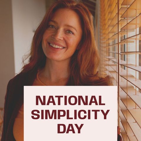 celebrating national simplicity day with smiling woman - Download Free Stock Templates Pikwizard.com