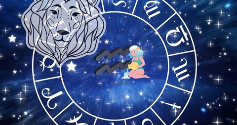 Astrology Zodiac Wheel with Mystical Animal Designs