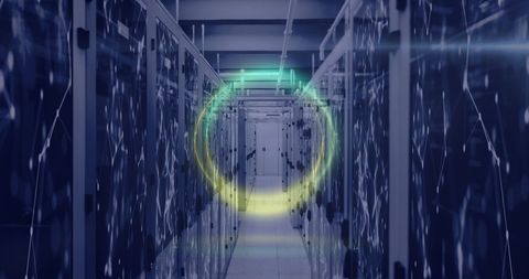 futuristic server room with neon lights and digital interface elements - Download Free Stock Images Pikwizard.com