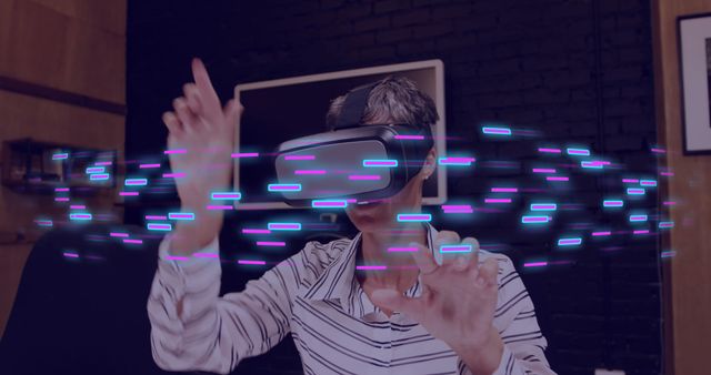 Woman Interacting with Virtual Reality Technology in Office - Download Free Stock Images Pikwizard.com
