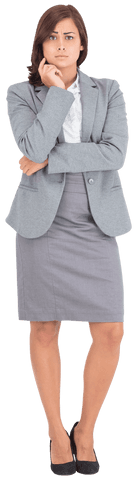 Focused Hispanic Businesswoman on Transparent Background