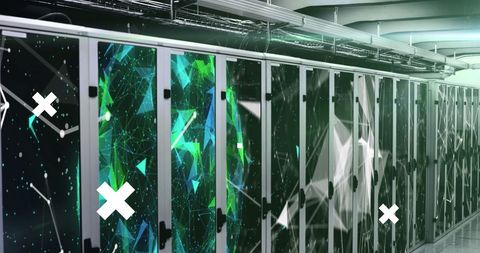 Network Security and Data Processing in a Modern Server Room - Download Free Stock Images Pikwizard.com