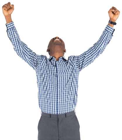Joyful African American Businessman Celebrating Success Transparent